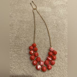 Summer coral color necklace beautiful gold tone chain✨